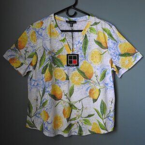 Carre Noir Extra Large Short Sleeve Lemon Blouse